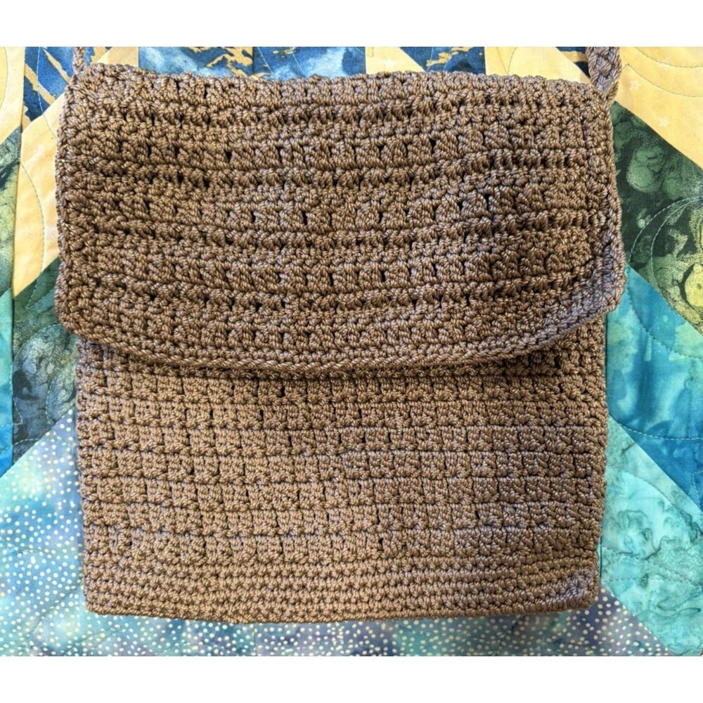 The Sak Crossbody Mini Shoulder Bag Purse Brown Khaki Crochet Zip Lined Boho Hip - Picture 2 of 11